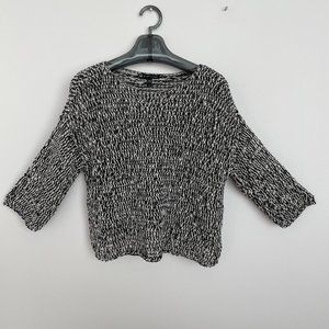 Eileen Fisher Black and White Ribbon Weave Sweater